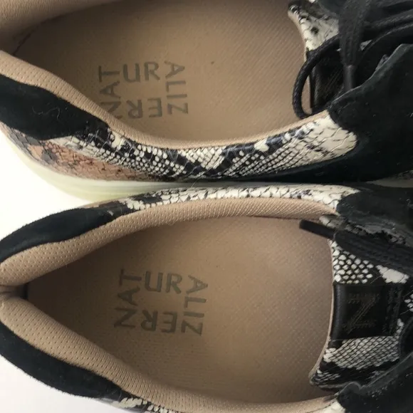 Naturalizer Hadley leather and suede animal print sneakers.